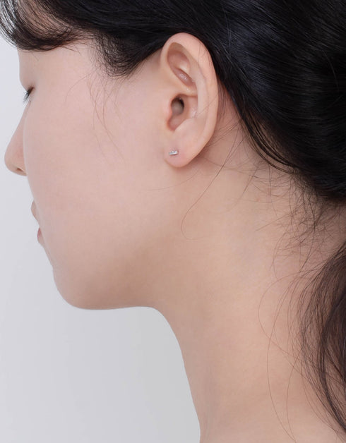 Elegant Sterling Silver Bar Stud Earrings with Cubic Zirconia